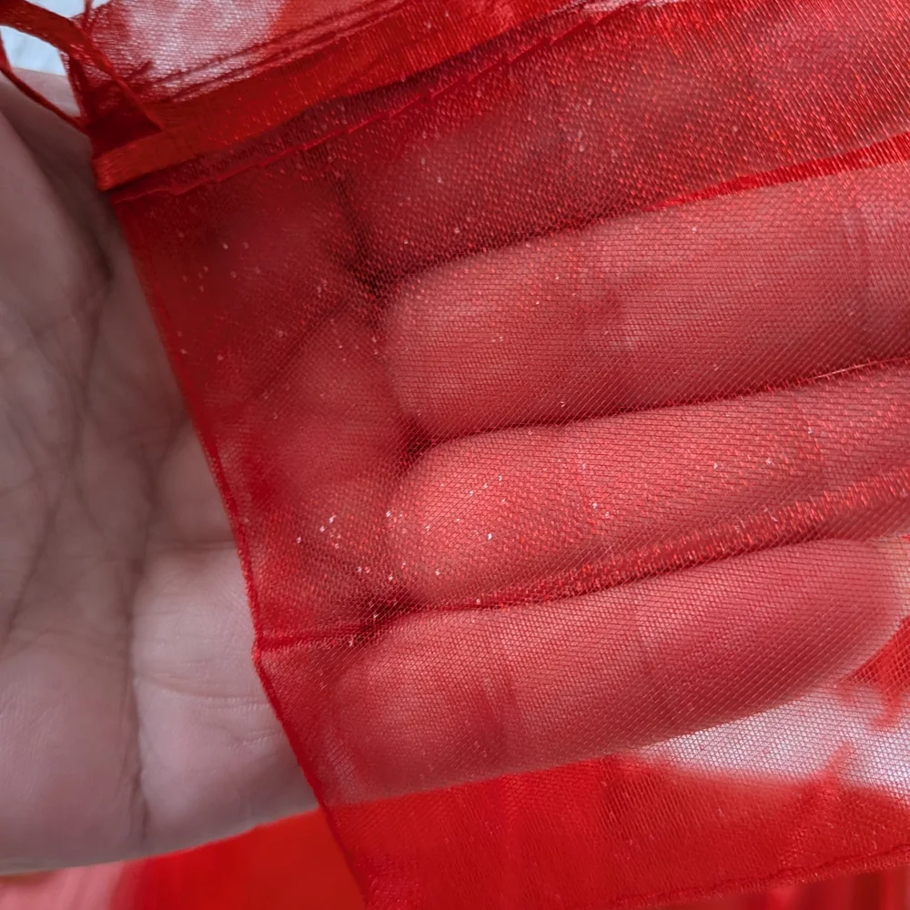 Organza Bags 25 Pieces, Drawstring Closure Red Sheer Multipurpose